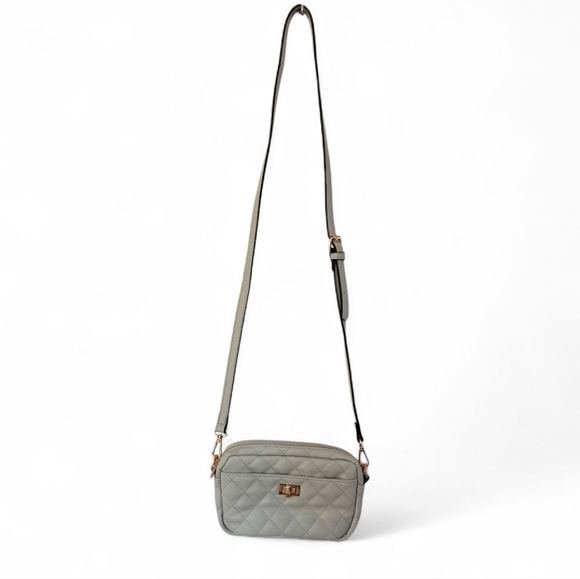 ASOS Truffle Collection Quilted Crossbody Bag – Grey with Gold Hardware - Picture 1 of 14